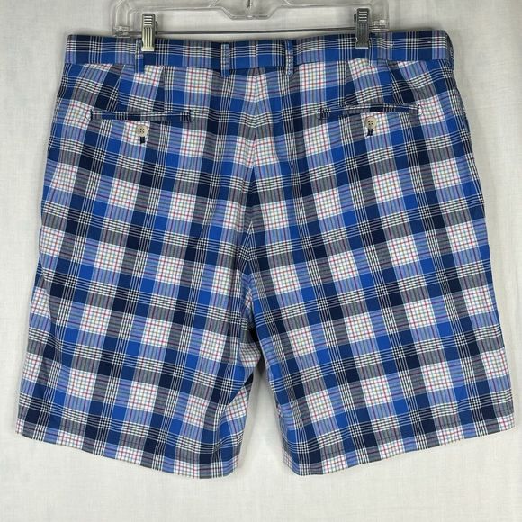 Peter Millar Golf Shorts Mens 40 Blue Plaid Cotton MS15B04 40x9 Casual Weekend - Picture 2 of 11